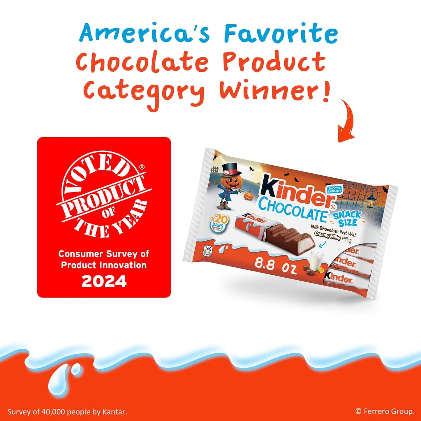 Kinder Chocolate Bars – Portion-Controlled Individually Wrapped Treats for Park Playdates, Sports Practices, and Travel Snacks, 20 Count, 8.8 oz