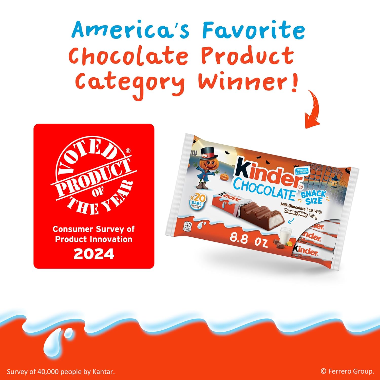 Kinder Chocolate Bars – Portion-Controlled Individually Wrapped Treats for Park Playdates, Sports Practices, and Travel Snacks, 20 Count, 8.8 oz