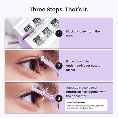 KISS imPRESS Falsies Self-Adhesive Lash Clusters – Sensitive-Eye Safe Press-On Eyelashes, No Glue Irritation