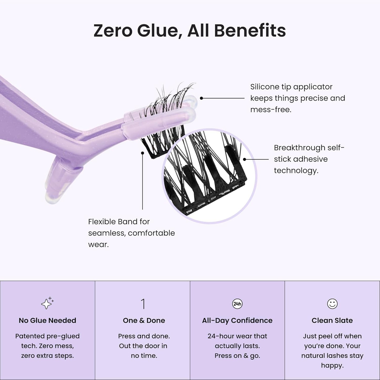 KISS imPRESS Falsies Self-Adhesive Lash Clusters – Sensitive-Eye Safe Press-On Eyelashes, No Glue Irritation