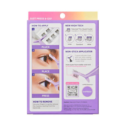 KISS imPRESS Falsies Self-Adhesive Lash Clusters – Sensitive-Eye Safe Press-On Eyelashes, No Glue Irritation
