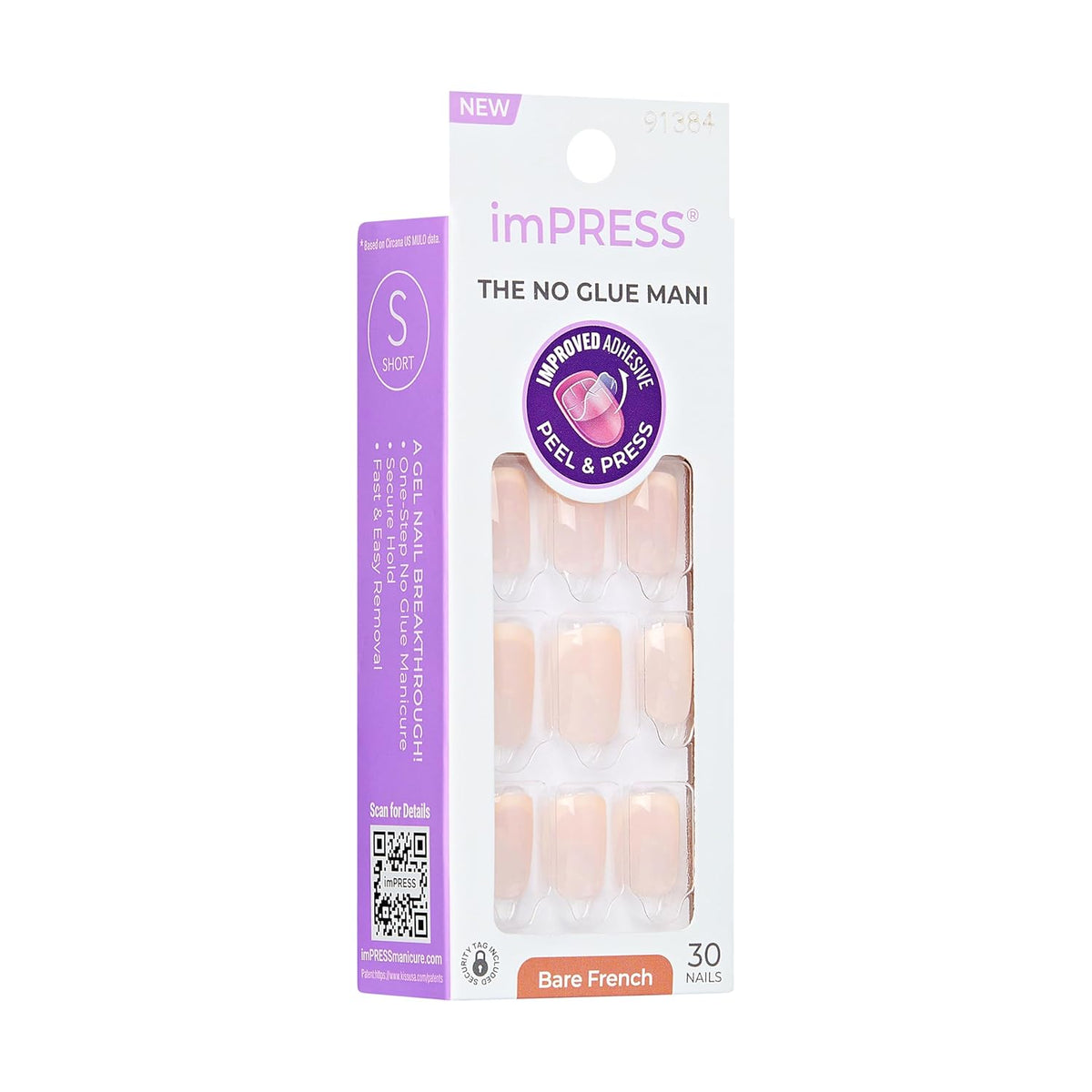KISS imPRESS Peel and Press Nails French – Simple Squoval Manicure for the Clutter Free Vanity