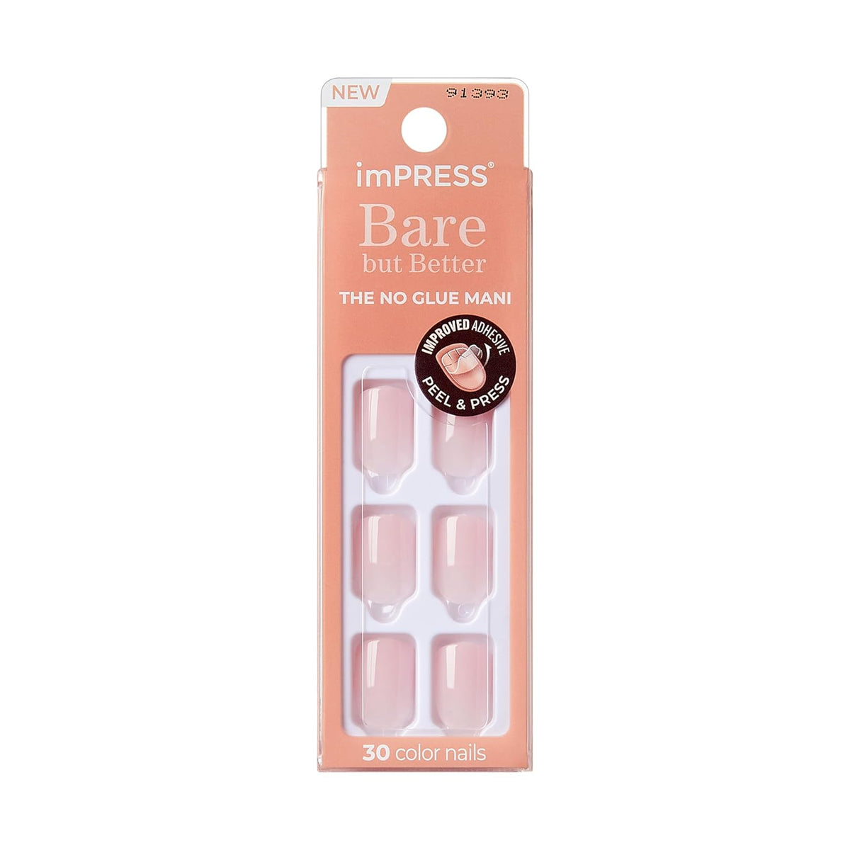KISS imPRESS Press On Nails 'Instinct' – Five Minute Me Time Manicure for Wind Down Bath Routine, Pink Nude Squoval Short