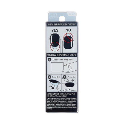KISS imPRESS Press On Nails – Understated All Black Finish for Minimalist Bedroom Routines, 30 Pack
