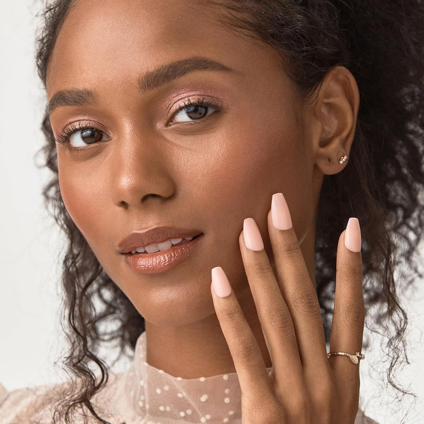 KISS imPRESS Serendipity Coffin Press Ons – Luxury-Inspired Medium Nails with PureFit Slim Profile, All-Inclusive Kit for a High-End Manicure Finish