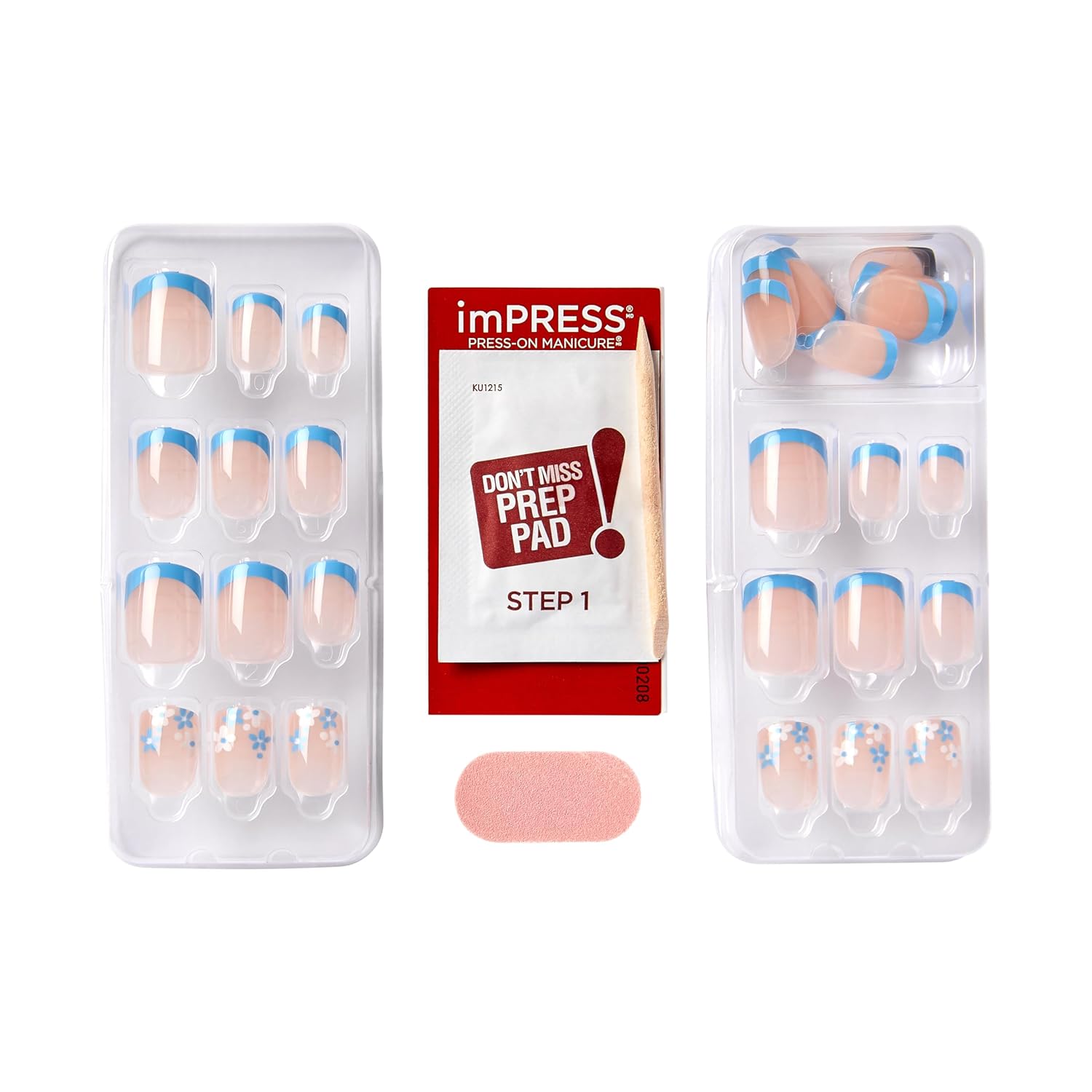 KISS imPRESS Snooze Press On Nails for At Home Pampering, Glue Free French Manicure Ritual for Bathroom and Vanity Time
