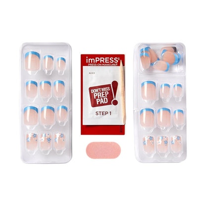 KISS imPRESS Snooze Press On Nails for At Home Pampering, Glue Free French Manicure Ritual for Bathroom and Vanity Time