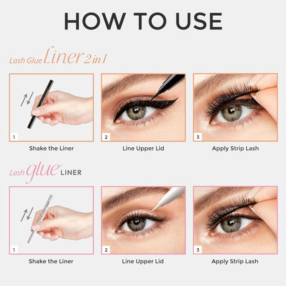 KISS Lash Glueliner – Calm Evening Beauty Routine, Unscented Waterproof Liner and Lash Glue in One Pen