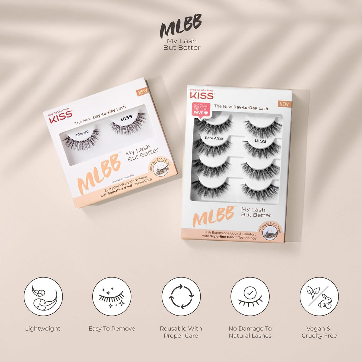 KISS So Real Faux Eyelashes – Lovely Cruelty-Free Gift Set Idea for Mom and Best Friends, 12mm Reusable Vegan Lash Clusters