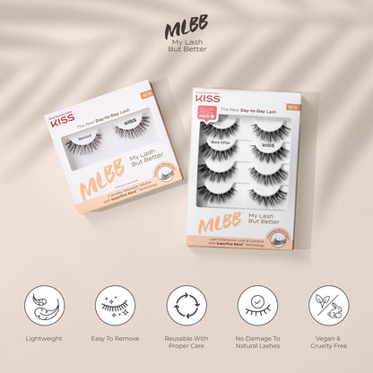 KISS So Real Faux Eyelashes – Lovely Cruelty-Free Gift Set Idea for Mom and Best Friends, 12mm Reusable Vegan Lash Clusters