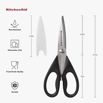 KitchenAid All-Purpose Kitchen Shears with Protective Sheath – Birthday Gift for Mom and Her, Heavy-Duty Cooking Shears for Herbs, Poultry and Pizza