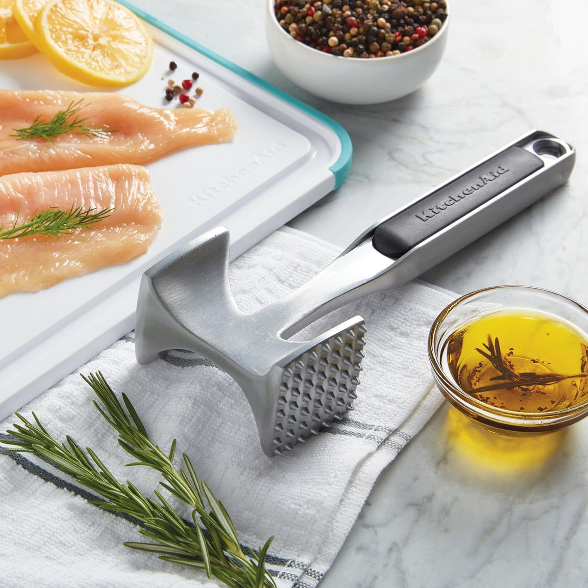 KitchenAid Gourmet Meat Tenderizer Mallet – Holiday Gift for the BBQ Enthusiast on Your List, Textured and Smooth Sides for Grill Prep