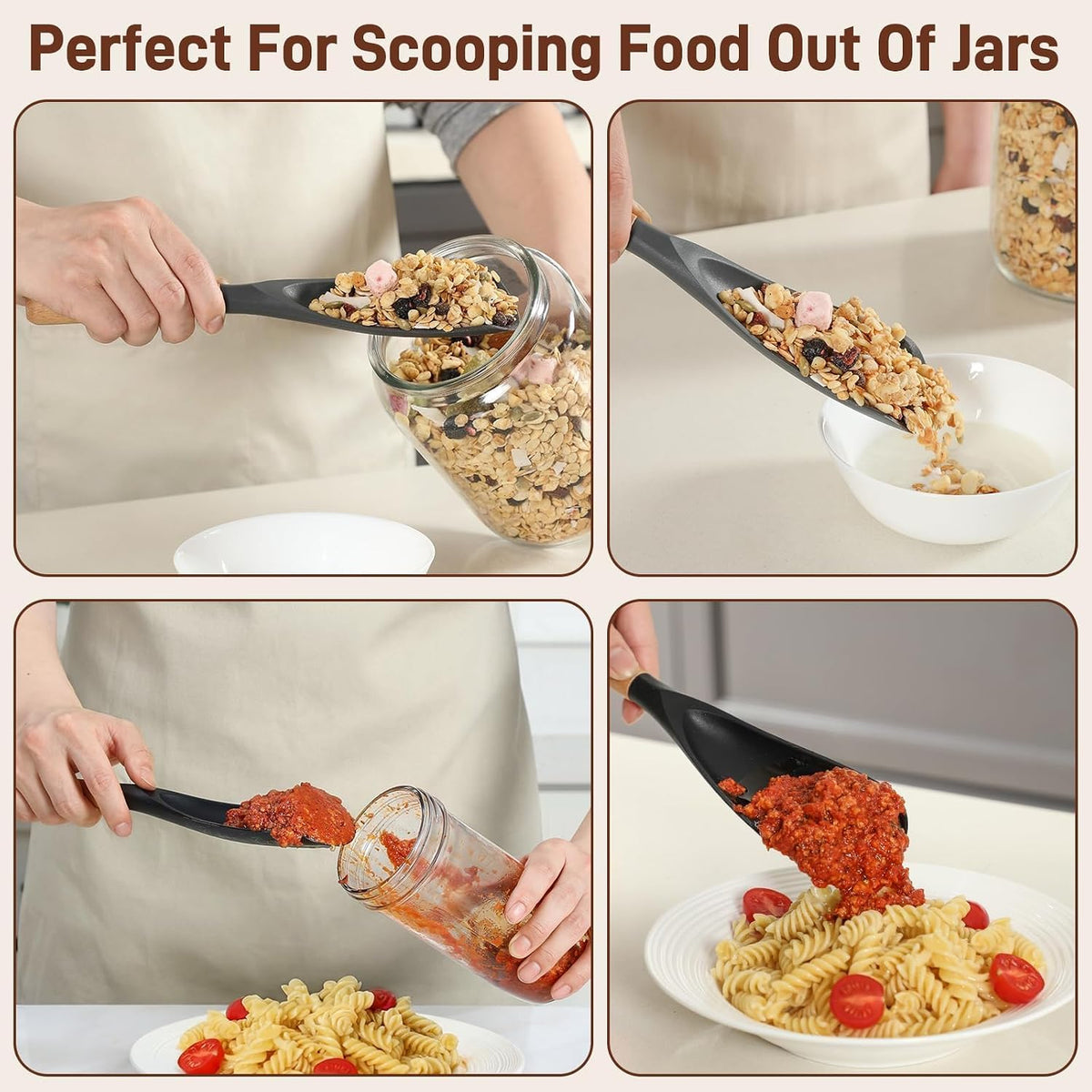 KitchenCo Oven Safe Silicone Spoon Spatula Set – Reliable High-Heat Cooking Without Melting or Warping