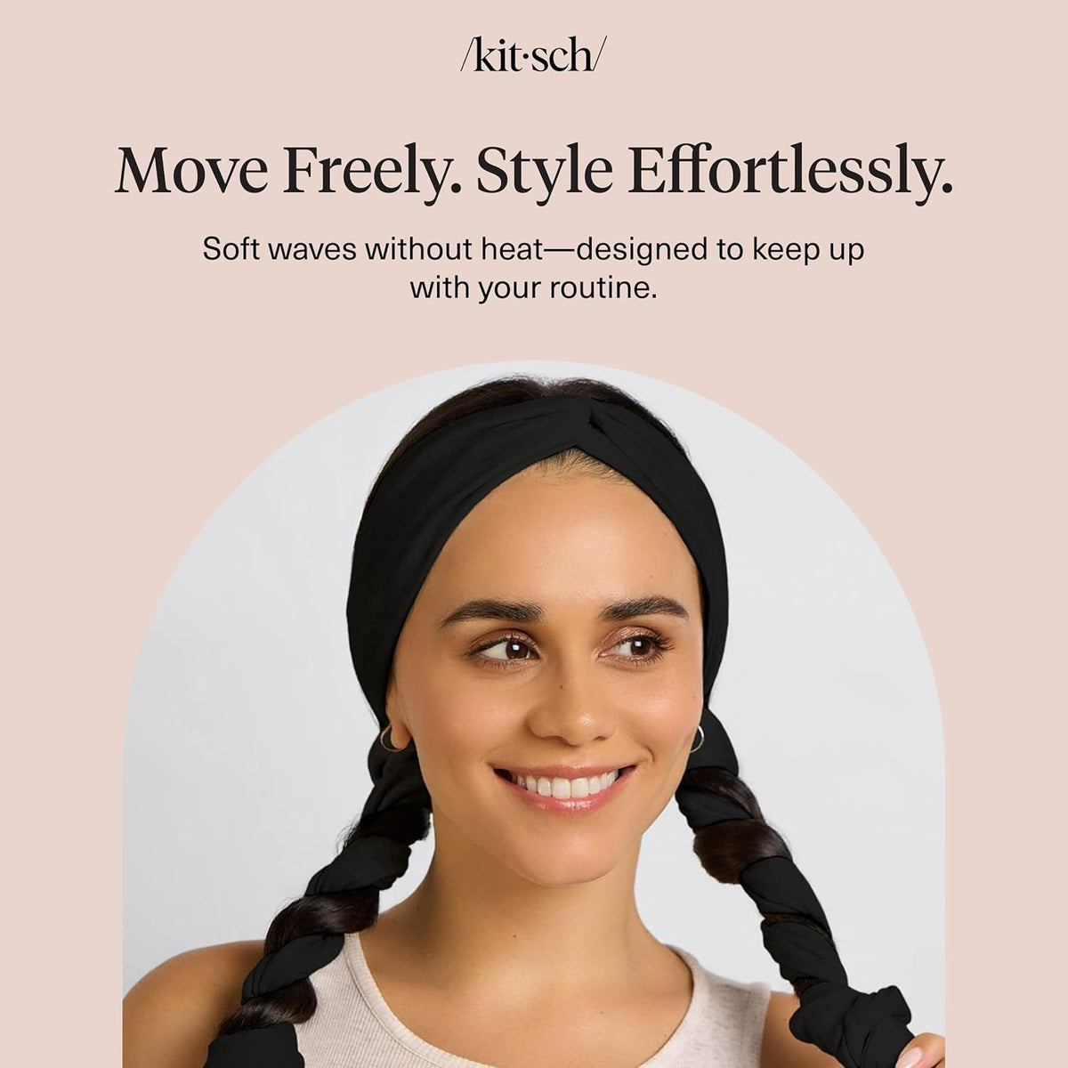 Kitsch Active Heatless Curling Headband – Valentine's Day Gift for the Busy Woman in Your Life, Gentle on Damaged Hair