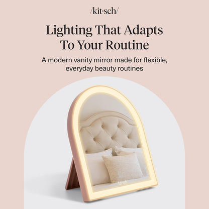 Kitsch Arch Desk Mirror – Cozy Dorm Room Decor with Adjustable LED Lighting, Compact Arch-Shaped Vanity Mirror