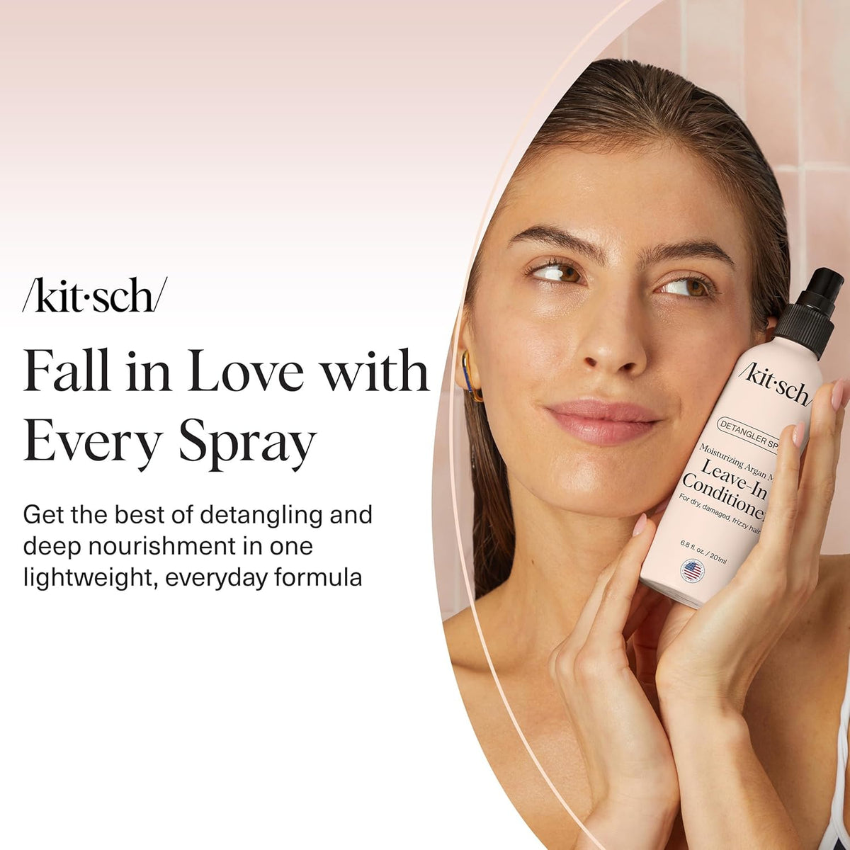 Kitsch Argan Milk Leave In Conditioner Spray – Neutral Scented Leave In for Intentional Hair Care, Uncomplicated Routine