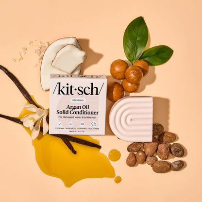 Kitsch Argan Oil Conditioner Bar – Warm Vanilla Scented Solid Bar for Aromatherapy-Style Bathtime and Hair Repair Ritual