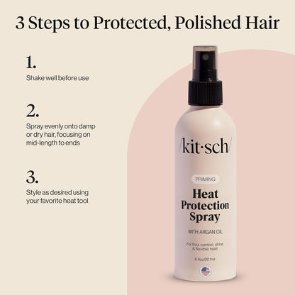 Kitsch Argan Oil Heat Defense Spray – Holiday Gift for Mom and Friends, 6.8oz Frizz Control Mist