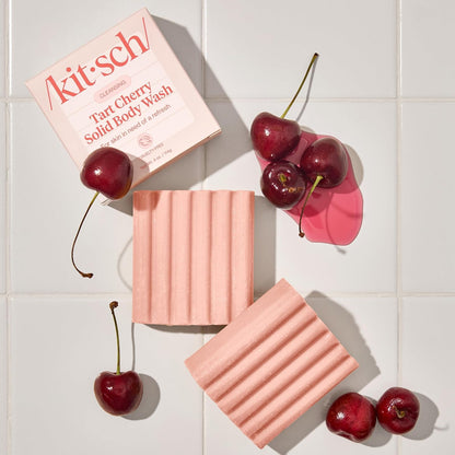 Kitsch Cleansing Tart Cherry Bar – Mood-Setting Body Wash, Long-Lasting Cherry, Rose Petal and Jasmine Aroma