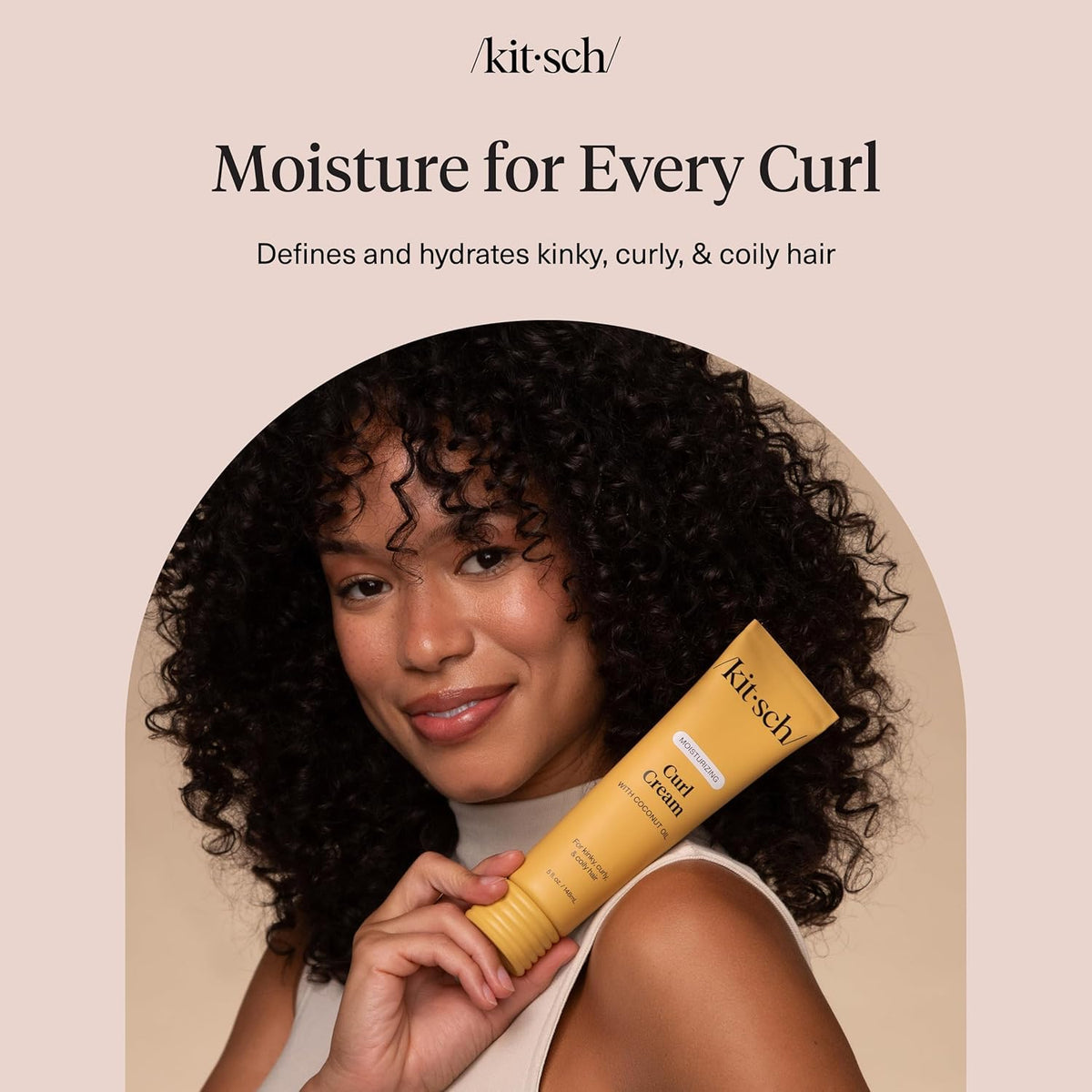 Kitsch Curl Cream for Curly Hair – Wellness Routine Staple, Lightweight Hydration for Defined Curls