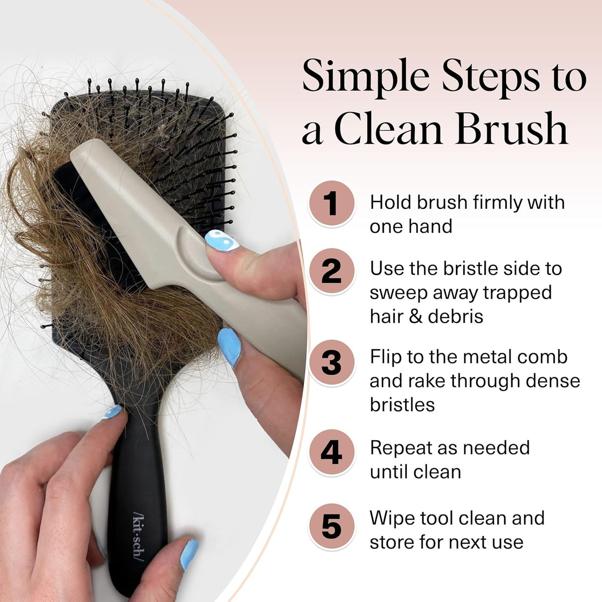 Kitsch Double-Sided Brush Cleaner – Practical Housewarming Present for Best Friend, Compact Hair Stylist Essential
