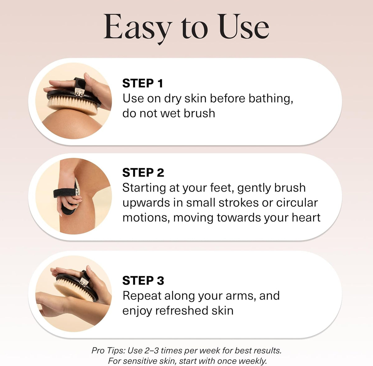 Kitsch Dry Brushing Body Brush for Lymphatic Drainage – Soft Exfoliating Brush for Mindful Wind-Down Bath Time