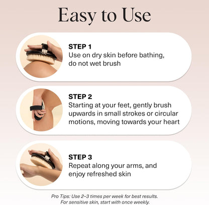 Kitsch Dry Brushing Body Brush for Lymphatic Drainage – Soft Exfoliating Brush for Mindful Wind-Down Bath Time