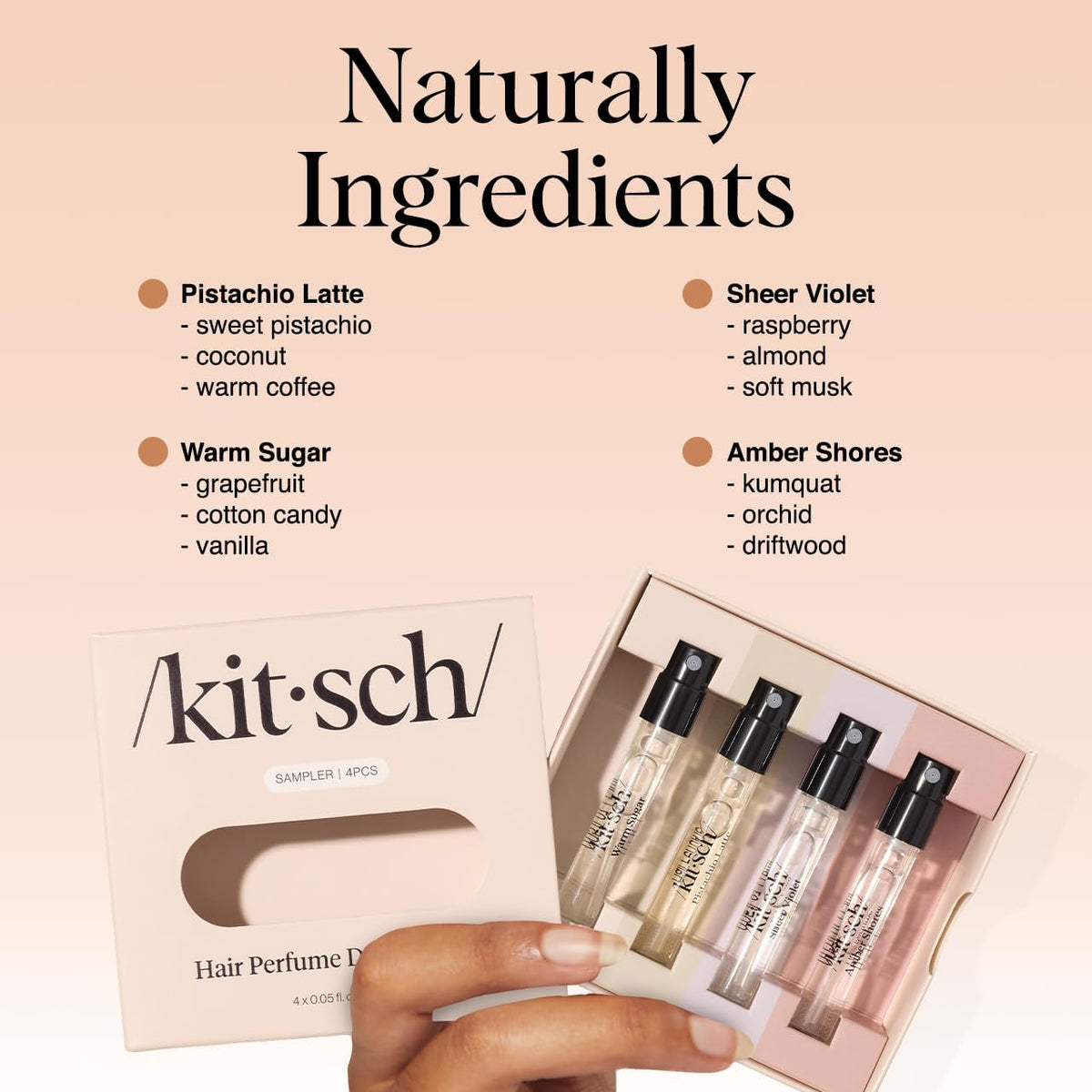 Kitsch Hair and Body Mist Quartet – Hostess Gift Pick for Holidays, Vegan Mini Spray Set