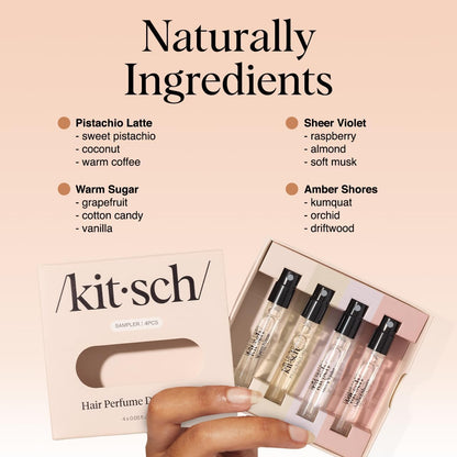 Kitsch Hair and Body Mist Quartet – Hostess Gift Pick for Holidays, Vegan Mini Spray Set