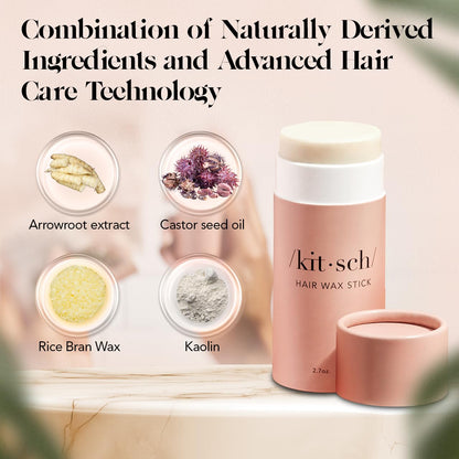 Kitsch Hair Wax Stick TSA-Approved 2.7 oz Smoothing Solution for Carry-On Bags and Weekend Getaways