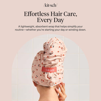 Kitsch Microfiber Hair Drying Wrap – Quick-Dry Towel for Women Cutting Blow Dryer Time Before Work