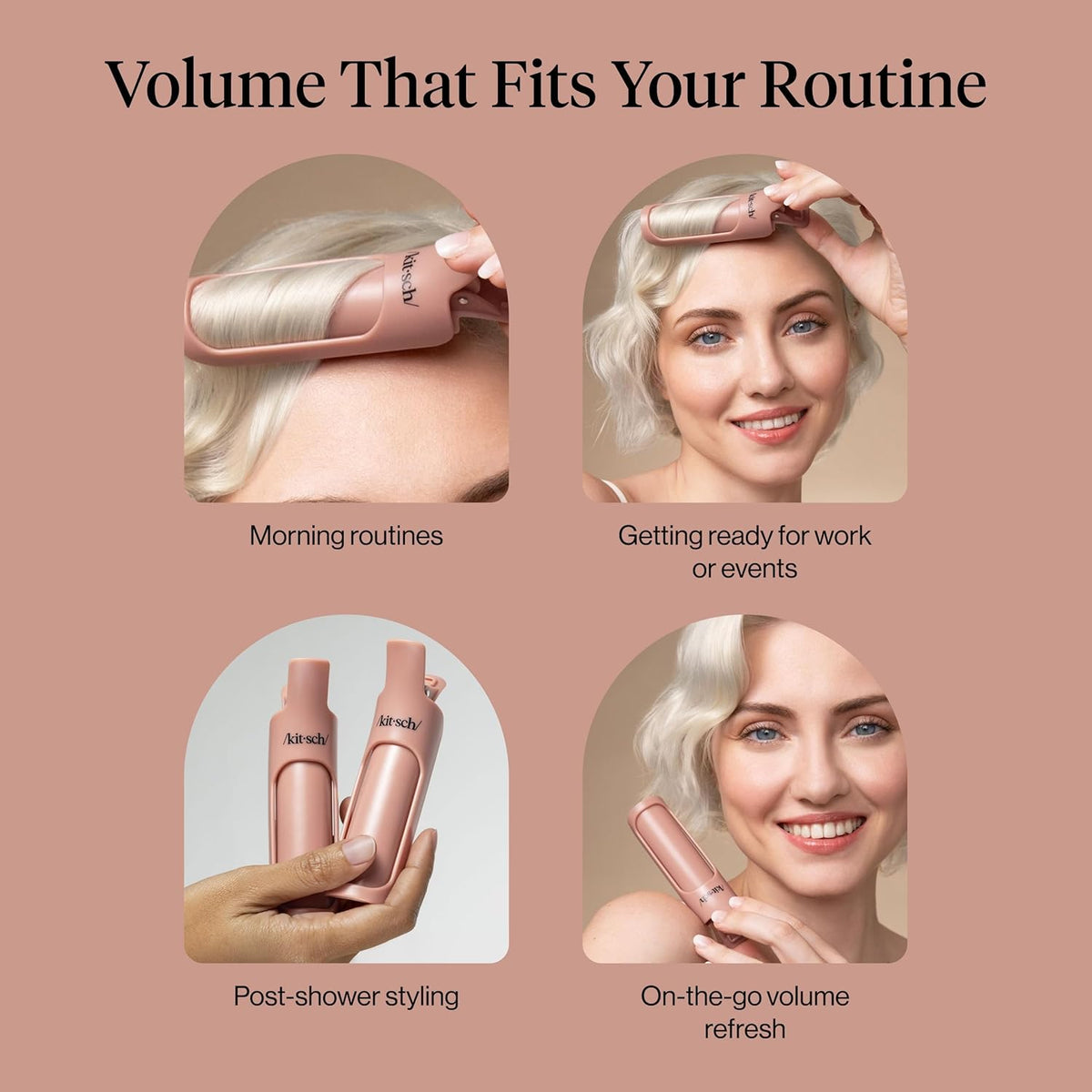 Kitsch Recycled Volumizing Clips – Self-Care Hair Tools for Fine Hair, Gentle No-Crease Lift While You Practice Your Morning Ritual