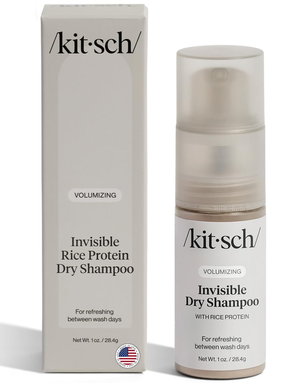 Kitsch Rice Protein Dry Shampoo Powder – Talc-Free Fragrance-Free Refresh for Sensitive Scalps and Worry-Free Use