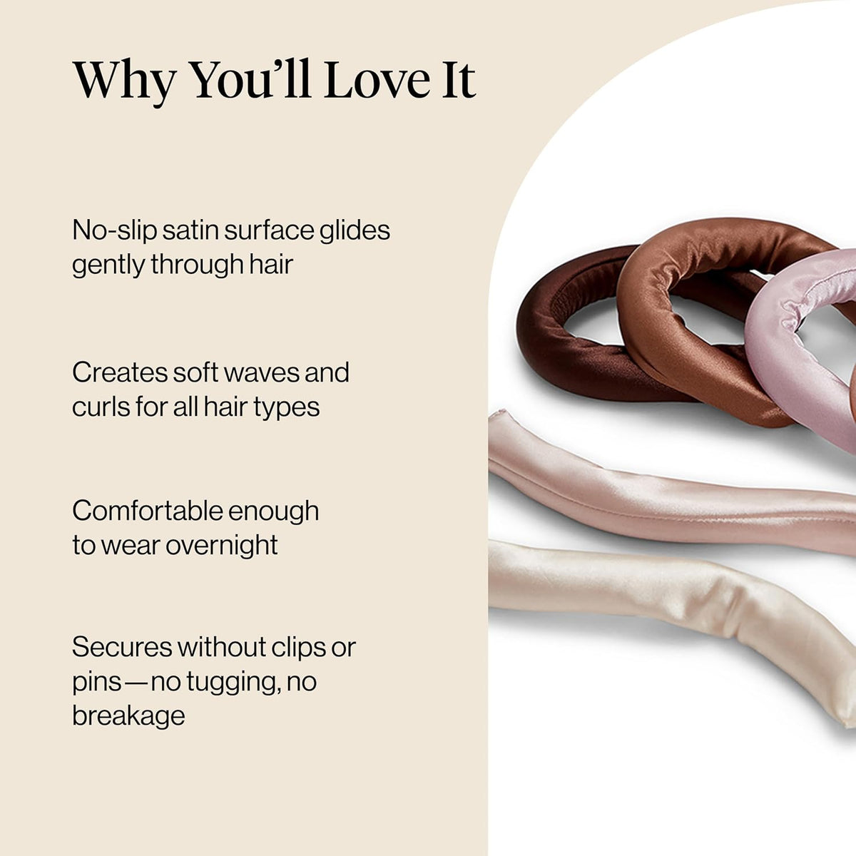 Kitsch Satin Flexi Rods – Wellness Hair Treatment for Bathroom Ritual, No Heat Damage Overnight Curls