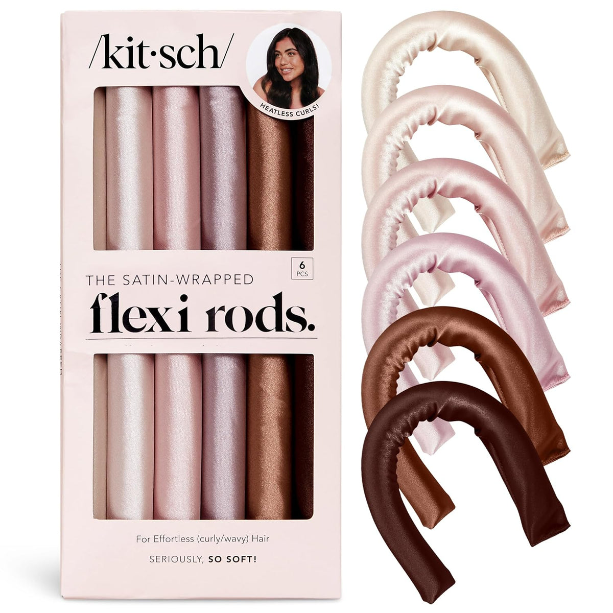 Kitsch Satin Flexi Rods – Wellness Hair Treatment for Bathroom Ritual, No Heat Damage Overnight Curls