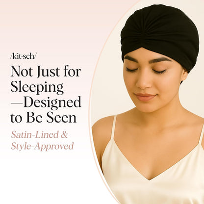 Kitsch Satin Lined Beanie – Holiday Gift for Mom, Gentle Slouchy Beanie for Hair Protection Overnight
