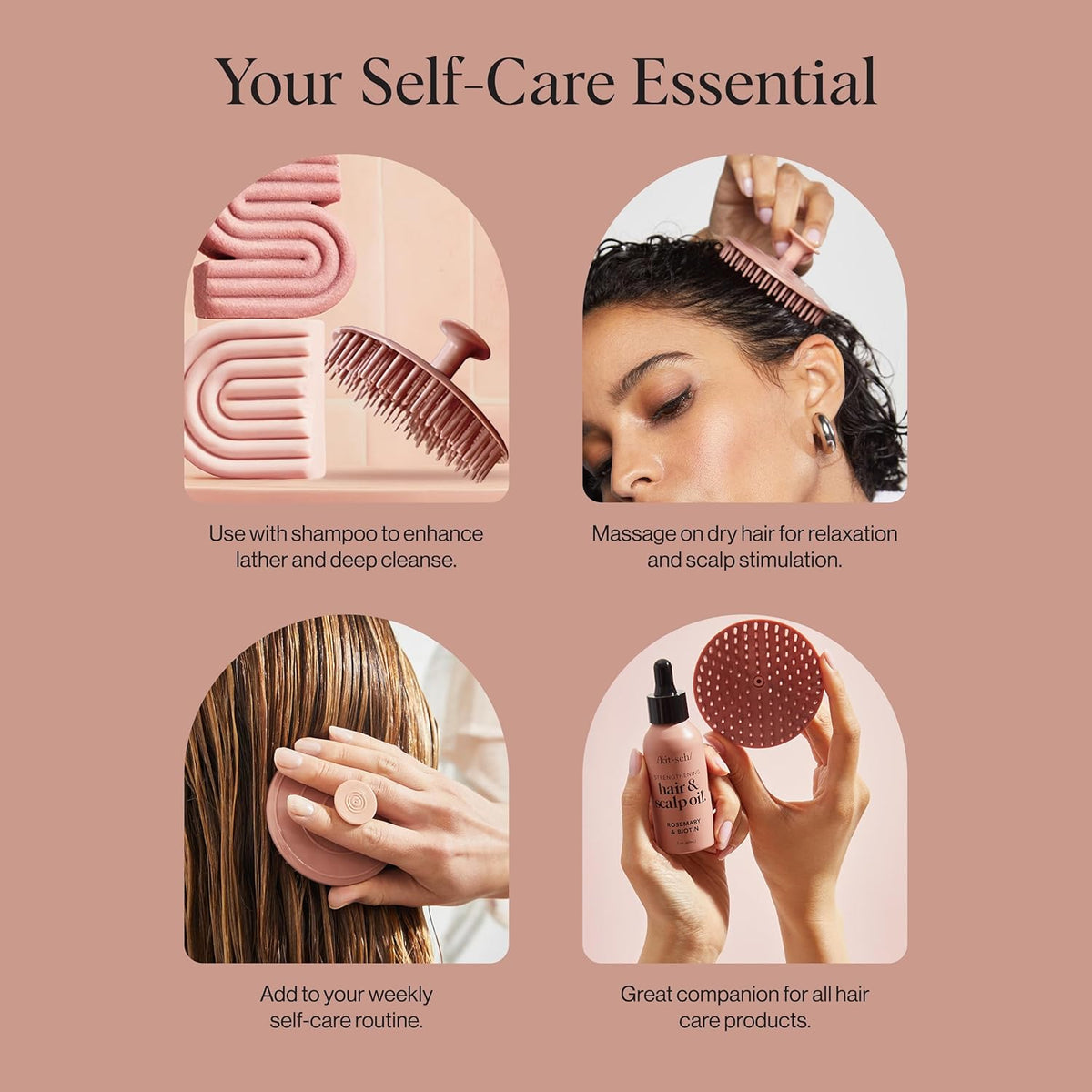 Kitsch Scalp Massager – Bedtime Wind-Down Accessory for Tension Relief and Restorative Scalp Care, Terracotta