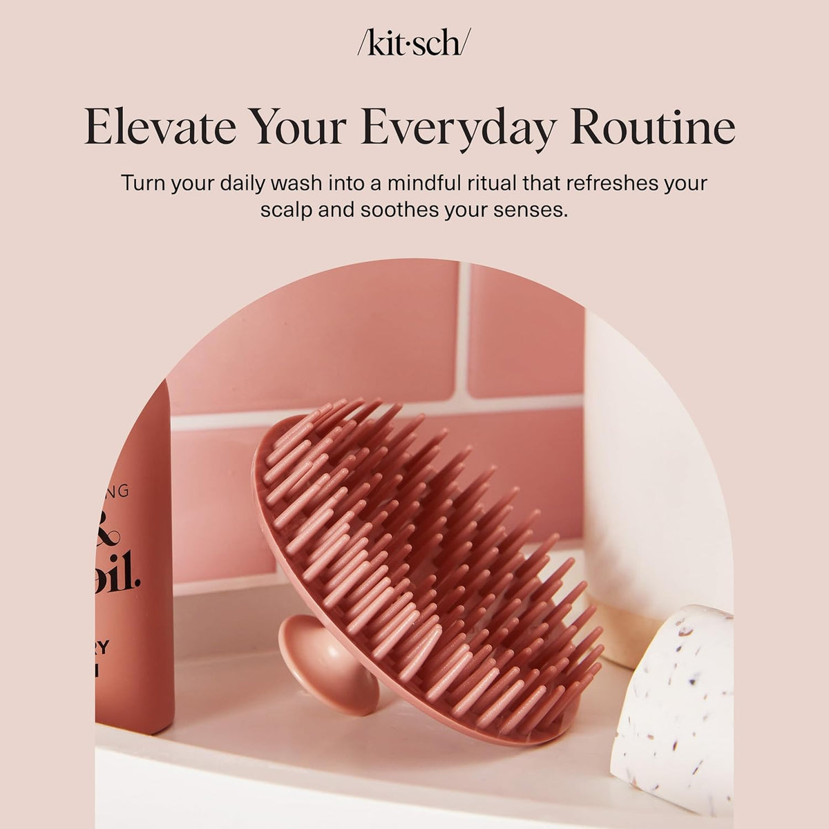 Kitsch Scalp Massager – Bedtime Wind-Down Accessory for Tension Relief and Restorative Scalp Care, Terracotta