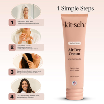 Kitsch Smoothing Air Dry Cream – Holiday Gift Set Pick for Mom, Heat-Free Frizz Control Leave-In