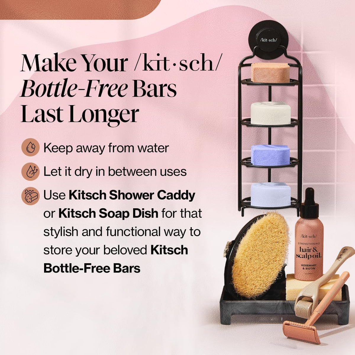 Kitsch Solid Shampoo and Conditioner Bar Set – Spa Like At Home Wellness Experience for Curly Coarse Dry Hair Types