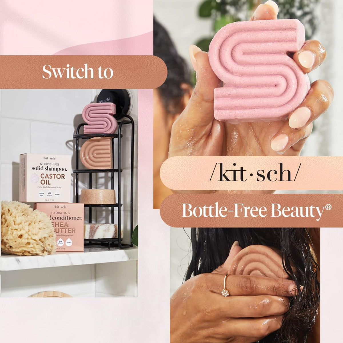 Kitsch Solid Shampoo and Conditioner Bar Set – Spa Like At Home Wellness Experience for Curly Coarse Dry Hair Types