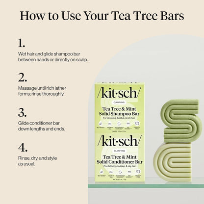 Kitsch Tea Tree Hair Care Bar – Neutral-Toned, Waste-Free Upgrade for a Clean Aesthetic Vanity