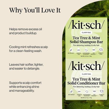 Kitsch Tea Tree Hair Care Bar – Neutral-Toned, Waste-Free Upgrade for a Clean Aesthetic Vanity