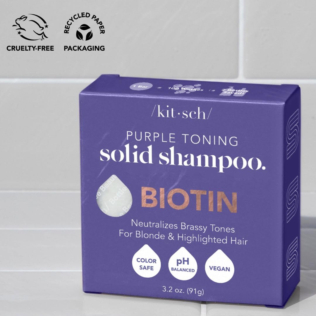 Kitsch Toning Shampoo Bar – Mindful Shower Upgrade for Grey and Highlighted Hair, Vegan Self-Care Essential