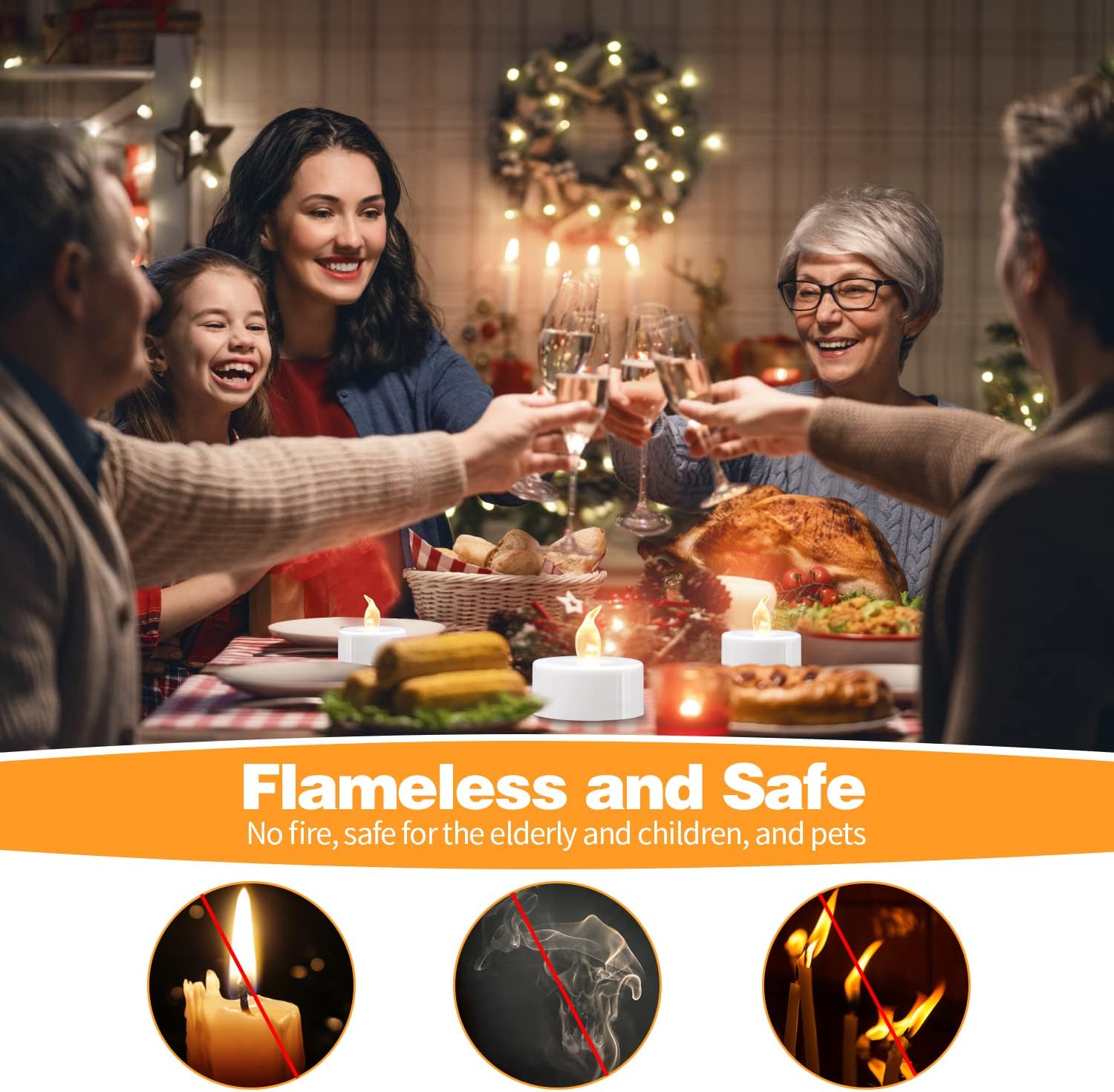 KOABY Flameless Votive Candles – Amber Flicker Accent Lights for Cozy Home Aesthetic and Entryway Console