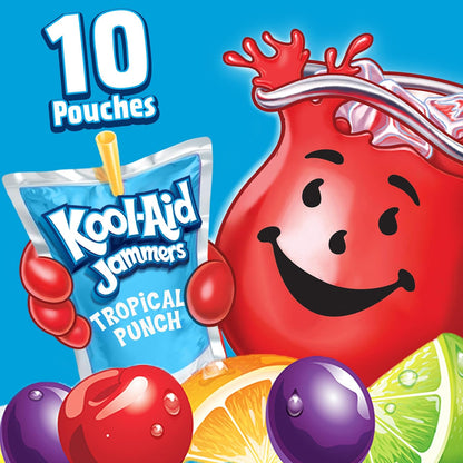Kool-Aid Jammers Tropical Punch Drink Packs – Study Snack Beverage for Dorm and Apartment Stocking
