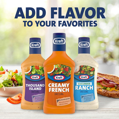 Kraft Creamy French Dressing – Streamlined Pantry Staple for Simple Home Cooking, 16 fl oz