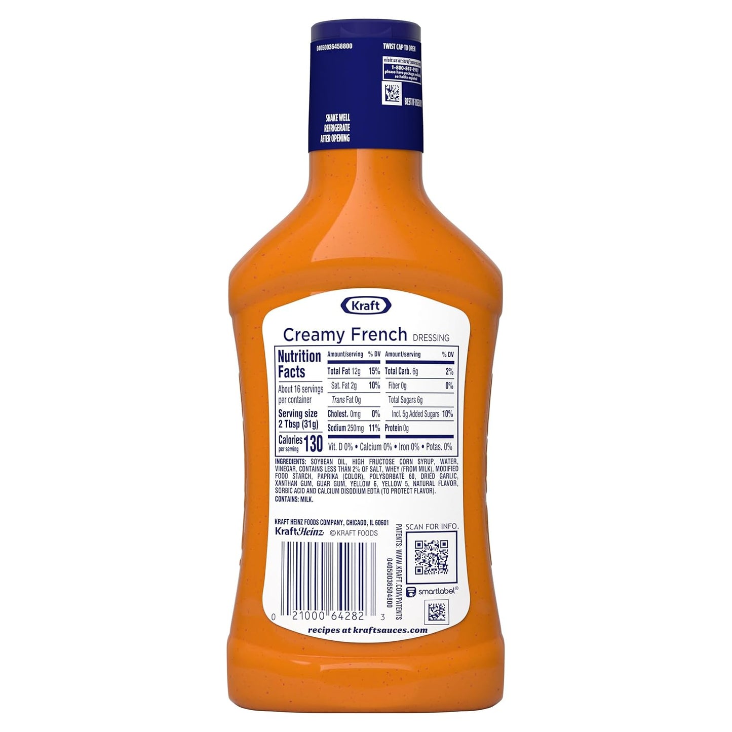 Kraft Creamy French Dressing – Streamlined Pantry Staple for Simple Home Cooking, 16 fl oz