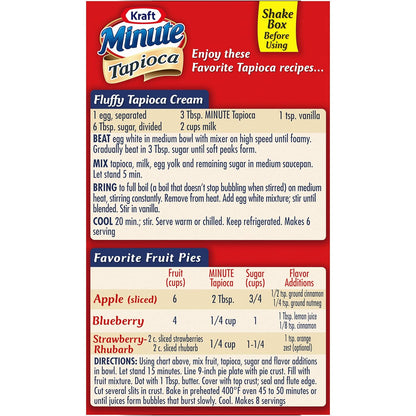 Kraft Minute Tapioca – Ready-Mix Pie Filling for Time-Saving Home Bakers, 8 oz Single Box