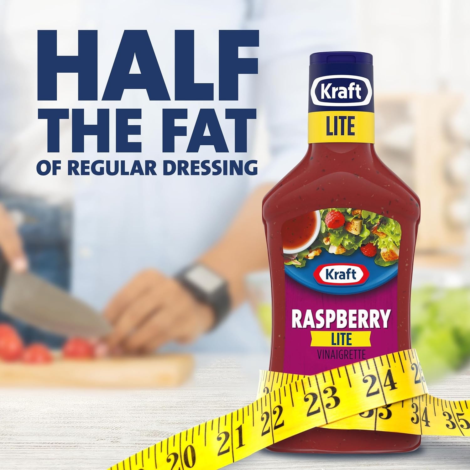 Kraft Raspberry Vinaigrette Lite – Mess-Free Squeezable Dressing for Lunch Packing and Park Meals, 16 fl oz